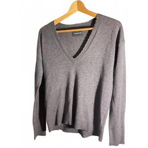 Zadig & Voltaire Women's Gray Angel Wing Cashmere V-Neck Sweater Medium